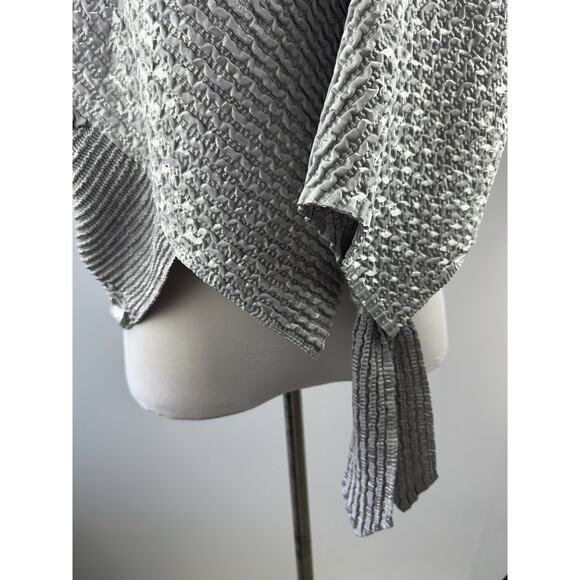 Candiss Cole Art-To-Wear Jacket Silver Crinkle Open Front One Size Quiet Luxury - Picture 15 of 16